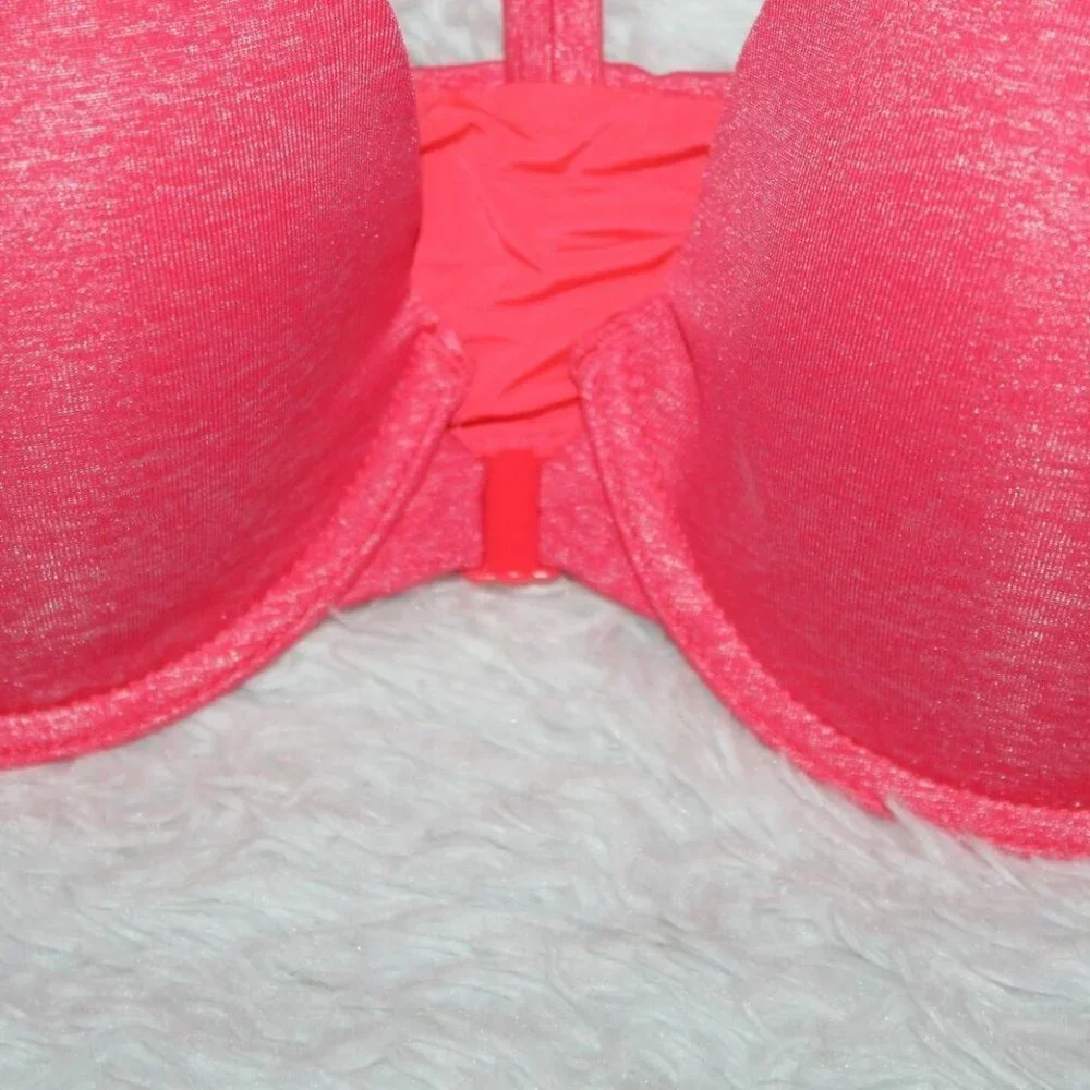 ✨2/$20 Victoria's Secret Racerback Semi Demi Bra Pink Spacedye Size 32D HW8122 - Picture 2 of 6